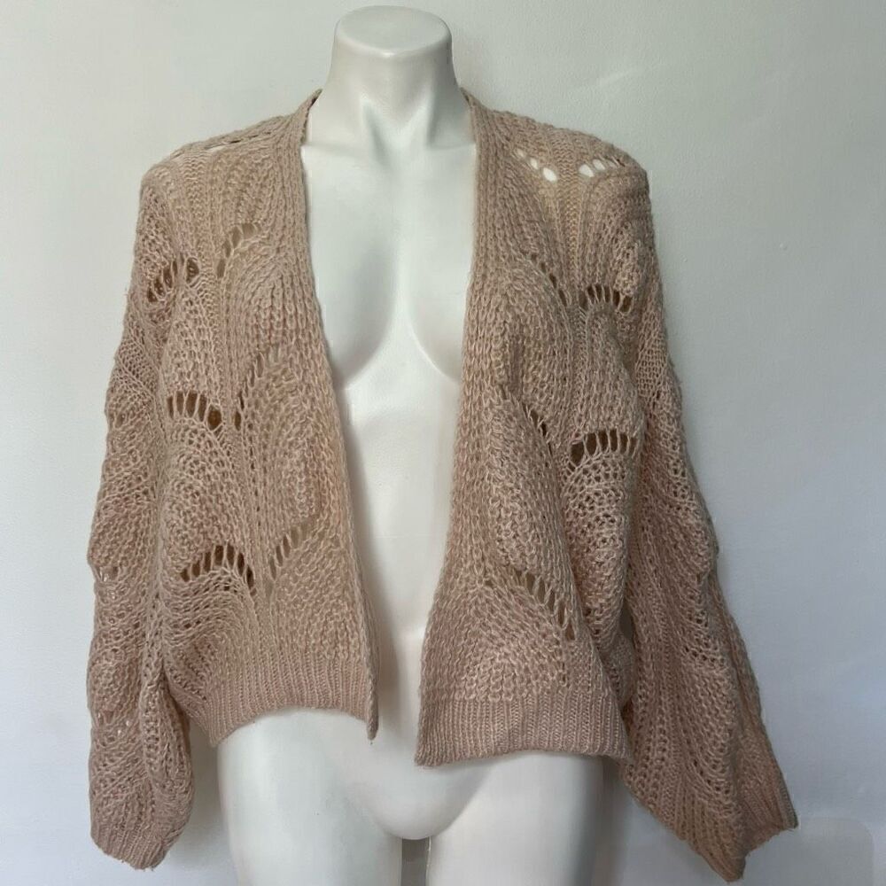 Silverflint Open Knit Puff sleeve cardigan
